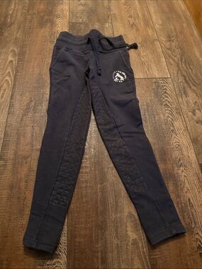 Horze Girls' Navy Quilted Panel Horseback Riding Sweatpants
